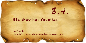 Blaskovics Aranka névjegykártya
