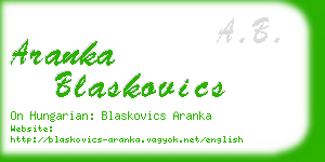 aranka blaskovics business card
